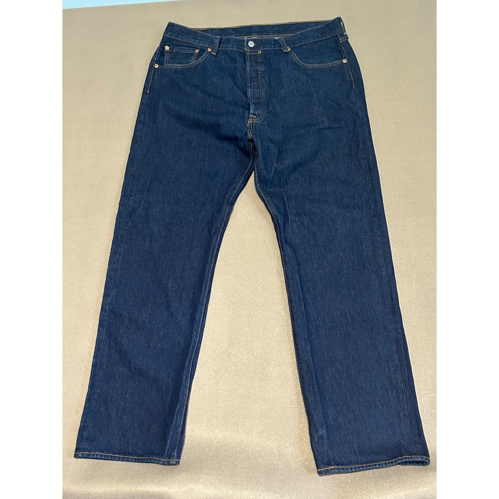 Levis 501 Original Fit Jeans Mens 40x34 Dark Wash Straight Leg Button Fly Denim